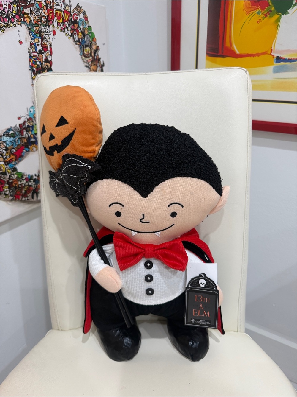 13th & Elm Halloween Plush Black, Red, Cream/White Vampire Decor